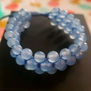 Rare Blue Chalcedony beaded stones bracelet
